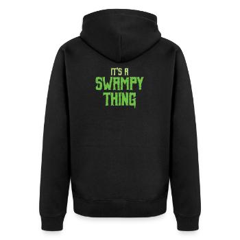 Es ist eine sumpfige Sache Monster - Unisex Premium Bio Zip Hoodie - Schwarz - Hinten - Nico (187cm)