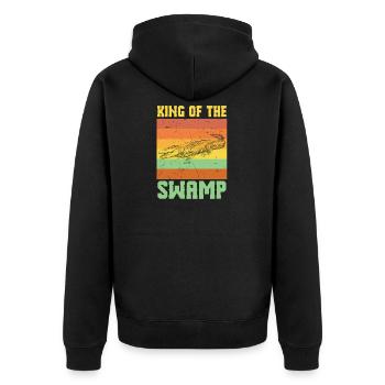 King Of The Swamps Crocodile - Unisex Premium Organic Zip Hoodie - black - Back - Nico (187cm)