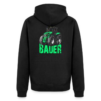 Bauer - Unisex Premium Bio Zip Hoodie - Schwarz - Hinten - Nico (187cm)