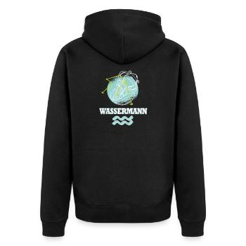 Sternzeichen Wassermann mit Sternenbild - Unisex Premium Bio Zip Hoodie - Schwarz - Hinten - Nico (187cm)