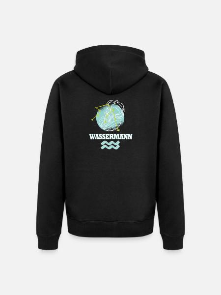 Sternzeichen Wassermann mit Sternenbild - Unisex Premium Bio Zip Hoodie - Schwarz