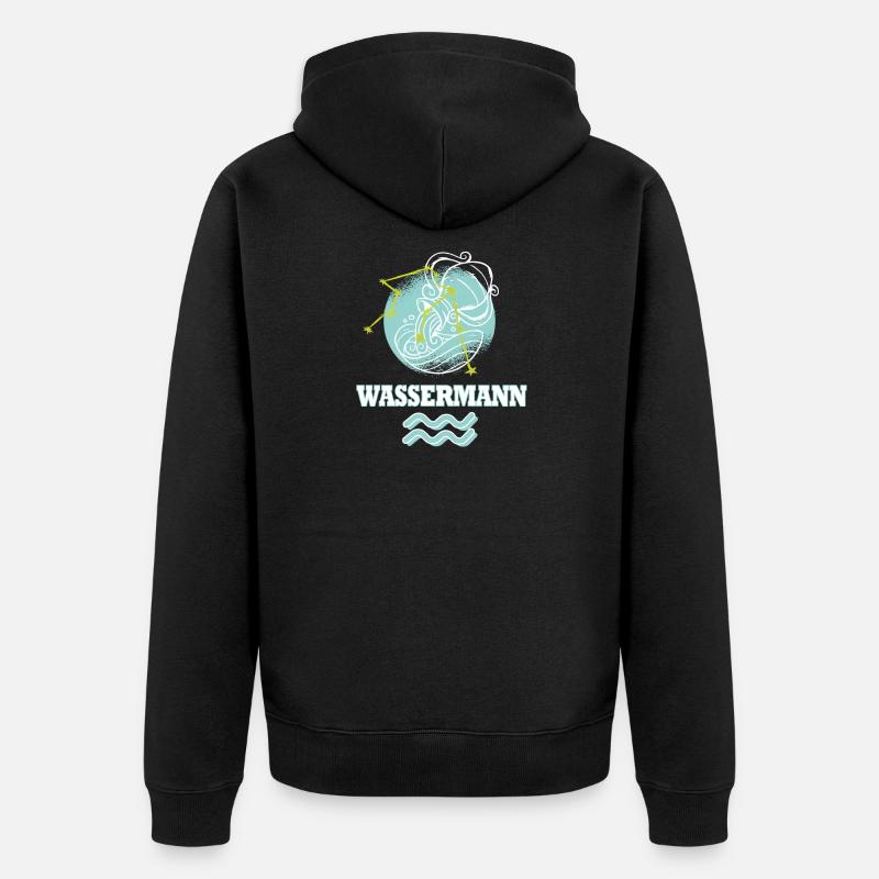 Sternzeichen Wassermann mit Sternenbild - Unisex Premium Bio Zip Hoodie - Schwarz