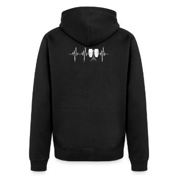 Conga Drum Ekg Heartbeat Pulse - Unisex Premium Bio Zip Hoodie - Schwarz - Hinten - Nico (187cm)