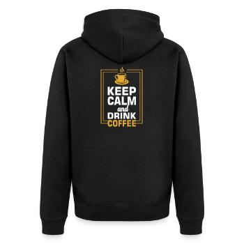 Gardez votre calme et buvez du café, cadeau d'amant de café, café - Veste à capuche bio Premium Unisexe - noir - Dos - Nico (187cm)