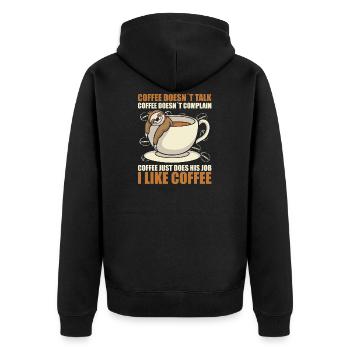 coffee doesn't talk coffee doesn't whine sloth - Unisex Premium Organic Zip Hoodie - black - Back - Nico (187cm)