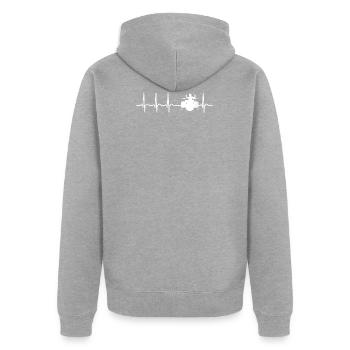 Heartbeat Drummer Drums - Veste à capuche bio Premium Unisexe - gris chiné - Dos - Nico (187cm)