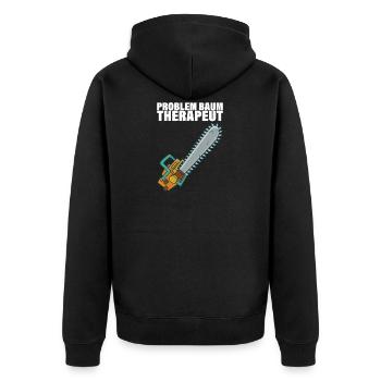 Waldarbeiter Holzarbeit Förster Fichten Geschenk - Unisex Premium Bio Zip Hoodie - Schwarz - Hinten - Nico (187cm)