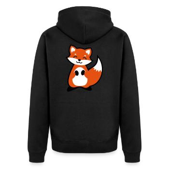 Niedlicher Fuchs Tierkind / Cute fox animal child - Unisex Premium Bio Zip Hoodie - Schwarz - Hinten - Nico (187cm)