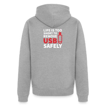 Computer Scientist Humor IT Admin Software Developer - Unisex Premium Organic Zip Hoodie - heather grey - Back - Nico (187cm)