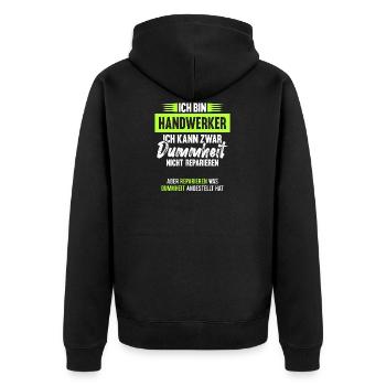 Handwerker Humor lustiger Spruch Geschenk - Unisex Premium Bio Zip Hoodie - Schwarz - Hinten - Nico (187cm)