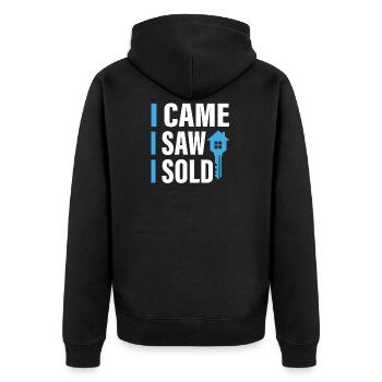 Immobilienmakler Makler Lustiger Spruch Geschenk - Unisex Premium Bio Zip Hoodie - Schwarz - Hinten - Nico (187cm)