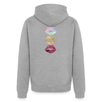 Lèvres rouge à lèvres baiser bouche baiser lèvres rouges - Veste à capuche bio Premium Unisexe - gris chiné - Dos - Nico (187cm)