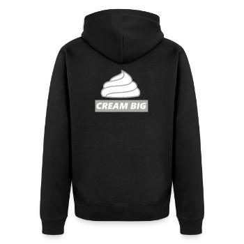 Cream Big Sahne Lustiger Spruch Geschenk - Unisex Premium Bio Zip Hoodie - Schwarz - Hinten - Nico (187cm)