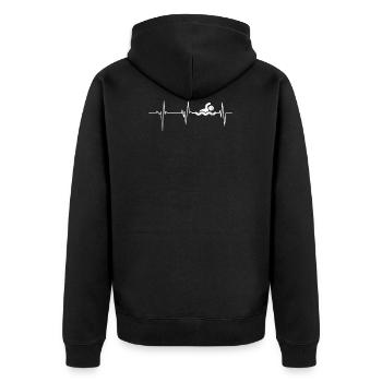 Heartbeat Swimming Funny Swimming - Unisex Premium Bio Zip Hoodie - Schwarz - Hinten - Nico (187cm)