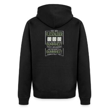 Fliesenleger - Unisex Premium Bio Zip Hoodie - Schwarz - Hinten - Nico (187cm)