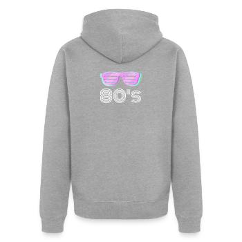 80er - Unisex Premium Bio Zip Hoodie - Grau meliert - Hinten - Nico (187cm)