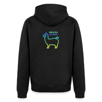 Drama llama llama - Unisex Premium Organic Zip Hoodie - black - Back - Nico (187cm)