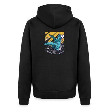 Whale plays soccer - Unisex Premium Organic Zip Hoodie - black - Back - Nico (187cm)