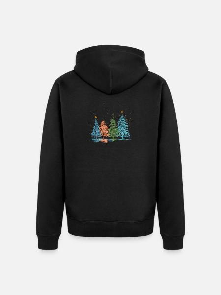 Christmas fir trees - Unisex Premium Organic Zip Hoodie - black