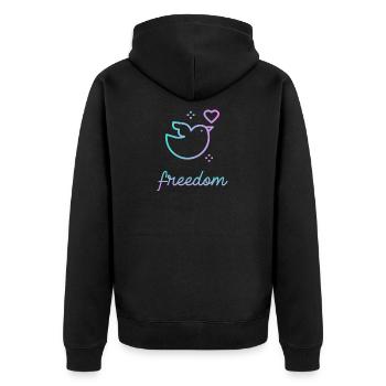 Oiseau amoureux liberté paix amour - Veste à capuche bio Premium Unisexe - noir - Dos - Nico (187cm)
