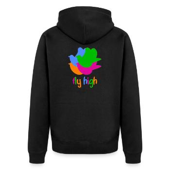 Vogel Liebhaber Freiheit Frieden Peace - Unisex Premium Bio Zip Hoodie - Schwarz - Hinten - Nico (187cm)