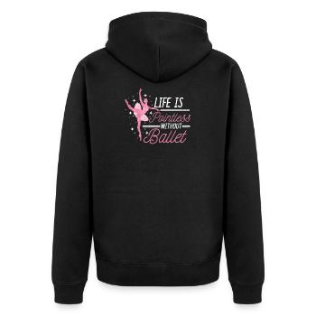 Ballet Ballerina Balletttänzerin Tütü Balettschuhe - Unisex Premium Bio Zip Hoodie - Schwarz - Hinten - Nico (187cm)