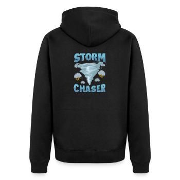 Netter Sturmjäger Unwetter-Tornado-Hurrikan - Unisex Premium Bio Zip Hoodie - Schwarz - Hinten - Nico (187cm)