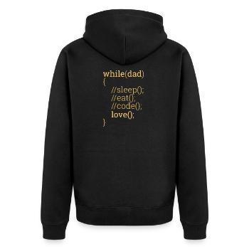 "While dad" | Father, programmer - Unisex Premium Organic Zip Hoodie - black - Back - Nico (187cm)