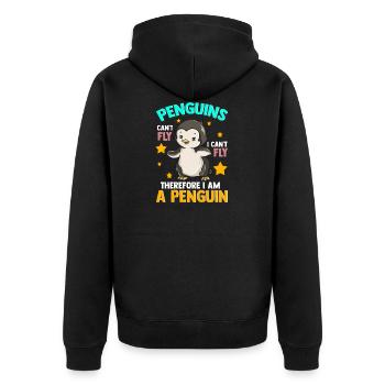 Cute Penguins Can't Fly I Can't Fly I Am A Penguin - Unisex Premium Organic Zip Hoodie - black - Back - Nico (187cm)