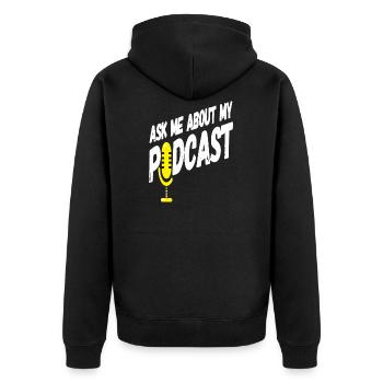 Interrogez-moi sur mon podcast pour un podcasteur amateur - Veste à capuche bio Premium Unisexe - noir - Dos - Nico (187cm)