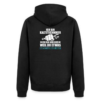 Kältetechniker Geschenk Klimatechniker - Unisex Premium Bio Zip Hoodie - Schwarz - Hinten - Nico (187cm)