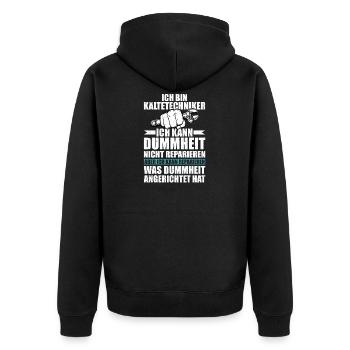 Kältetechniker Geschenk Klimatechniker - Unisex Premium Bio Zip Hoodie - Schwarz - Hinten - Nico (187cm)