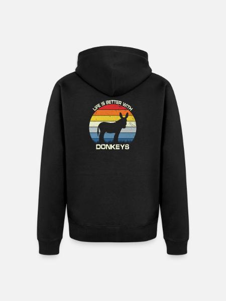 Life is better with donkeys - Unisex Premium Organic Zip Hoodie - black