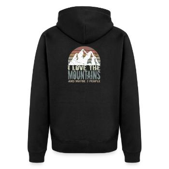 Berge Spruch lustig - Unisex Premium Bio Zip Hoodie - Schwarz - Hinten - Nico (187cm)