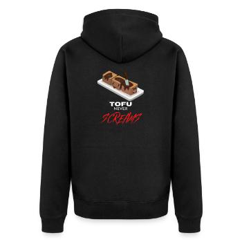 Tofu doesn't scream Tofu never screams Vegan Vegeta - Unisex Premium Organic Zip Hoodie - black - Back - Nico (187cm)