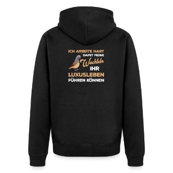 Wachtel Vogel Geschenk Legewachteln Wachtelzüchter - Unisex Premium Bio Zip Hoodie - Schwarz - Hinten - Nico (187cm)