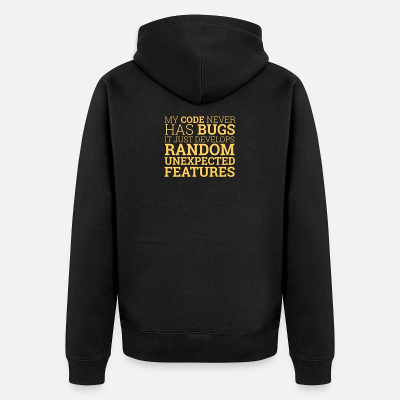 « Random unexpected features » | Programmeurs - Veste à capuche bio Premium Unisexe - noir