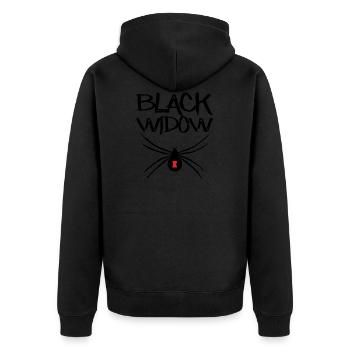 Black Widow Schwarze Witwe Spinne - Unisex Premium Bio Zip Hoodie - Schwarz - Hinten - Nico (187cm)