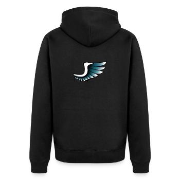Flügel Tattoo - Unisex Premium Bio Zip Hoodie - Schwarz - Hinten - Nico (187cm)