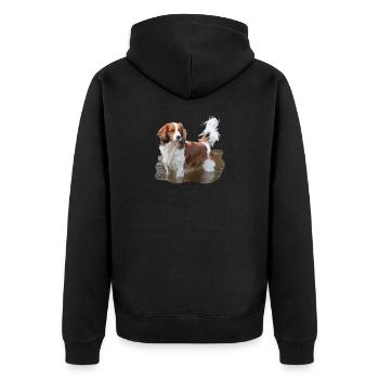 Kooikerhondje chez le chien d'eau - Veste à capuche bio Premium Unisexe - noir - Dos - Nico (187cm)