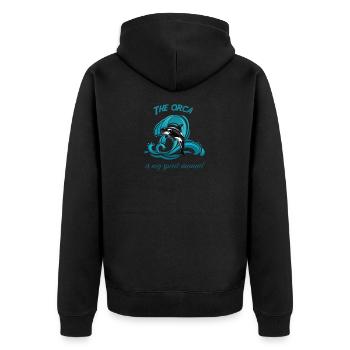 Der Orca ist mein Geistestier - Unisex Premium Bio Zip Hoodie - Schwarz - Hinten - Nico (187cm)