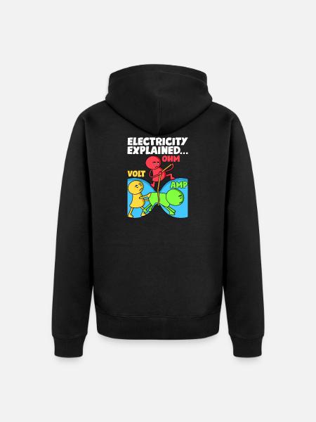 Funny electrician design explains electricity - Unisex Premium Organic Zip Hoodie - black