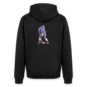 Sportler mit Hockeyschläger - Unisex Premium Bio Zip Hoodie - Schwarz - Hinten - Nico (187cm)