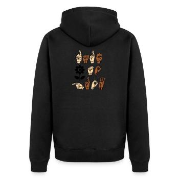 Amerikanische Gebärdensprache Wage es zu wachsen - Unisex Premium Bio Zip Hoodie - Schwarz - Hinten - Nico (187cm)