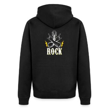 Rock'n'Roll - Unisex Premium Organic Zip Hoodie - black - Back - Nico (187cm)