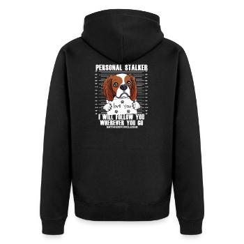 Visage drôle de Cavalier King Charles Spaniel - Veste à capuche bio Premium Unisexe - noir - Dos - Nico (187cm)