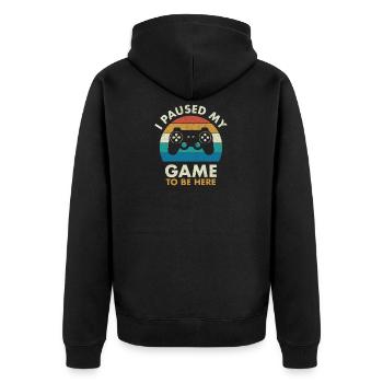 Vintage Ich habe meinen Game Gamer angehalten - Unisex Premium Bio Zip Hoodie - Schwarz - Hinten - Nico (187cm)