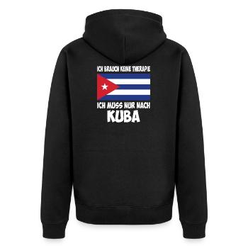 Lustiger Kuba Urlaub Spruch - Unisex Premium Bio Zip Hoodie - Schwarz - Hinten - Nico (187cm)