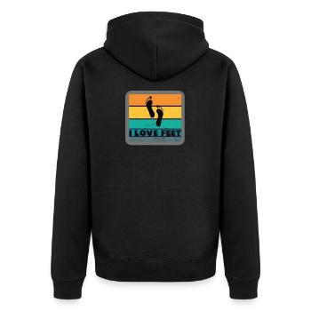 J'aime les pieds pieds fétichisme des pieds rétro vintage - Veste à capuche bio Premium Unisexe - noir - Dos - Nico (187cm)
