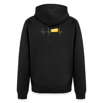 Cheese Heartbeat Funny Family Cheese Lover EKG - Unisex Premium Bio Zip Hoodie - Schwarz - Hinten - Nico (187cm)